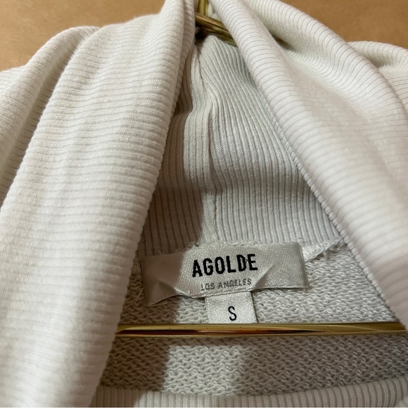 Agolde Balloon Sleeve Turtleneck Sweatshirt Pullover French Terry Plaster Size S - Picture 3 of 10